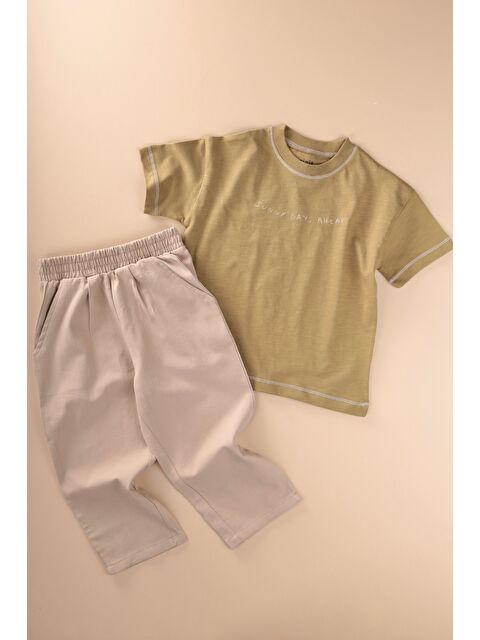 CİGİT Pantolonlu T-Shirt Takım 2-10 Yaş Olive