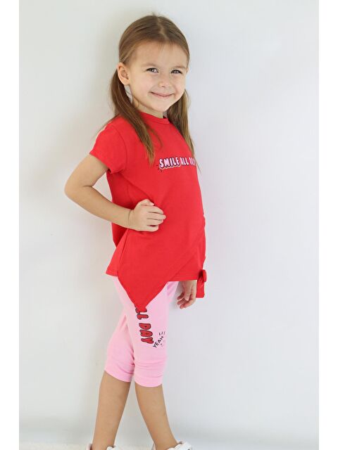 Harika Kids Kız Çocuk Kaprili Kısa Kollu Yazlık Basic Takım 2-5 yaş - S000157576-20045