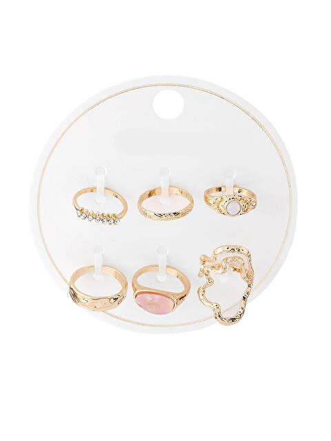 New Obsessions 6'lı Altın Kaplama Yüzük Seti - S000494499-20024