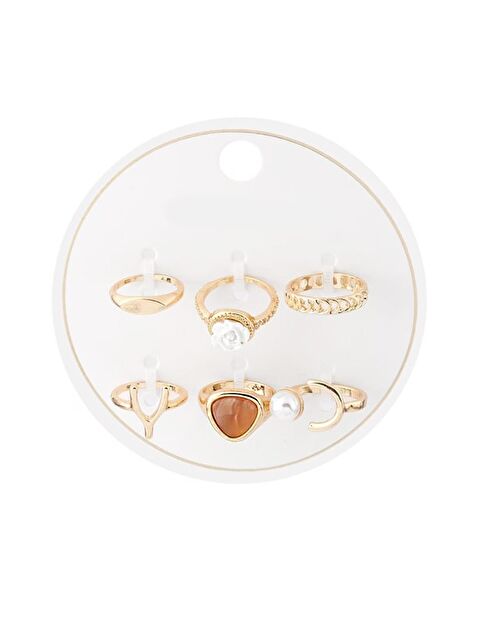 New Obsessions 6'lı Altın Kaplama Yüzük Seti - S000494499-14955