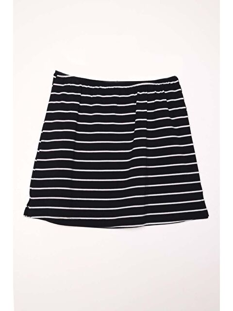 ALLDAY Siyah-Ekru-Pamuklu Çizgili İçlik Gömlek Etek - S000336936-37428