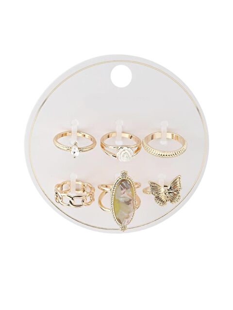 New Obsessions 6'lı Altın Kaplama Yüzük Seti - S000494499-18194