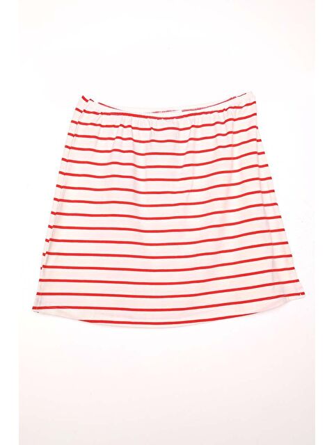 ALLDAY Ekru-Kırmızı-Pamuklu Çizgili İçlik Gömlek Etek - S000336936-5403