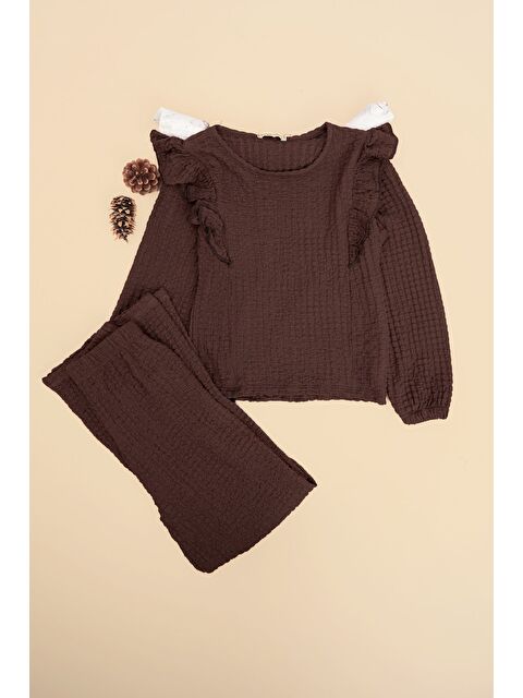 Fullamoda Fırfırlı Bürümcük Kumaş Kız Çocuk 2 Li Takım - S000529484-19413