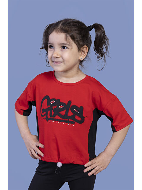 Toontoykids Kız Çocuk Garni Detaylı Baskılı Tişört
