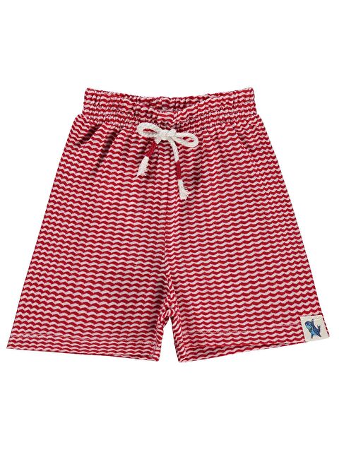 Civil Boys Yatay Dalgalı Çizgili 2-5 Yaş Şort - Kırmızı
