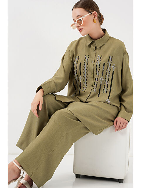 Bigdart Desenli Tunik Pantolon İkili Takım 6720 - Çağla