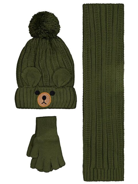 Civil Boys 2-5 Yaş Atkı Bere Eldiven Set - Yeşil Standart - S000488043-18194