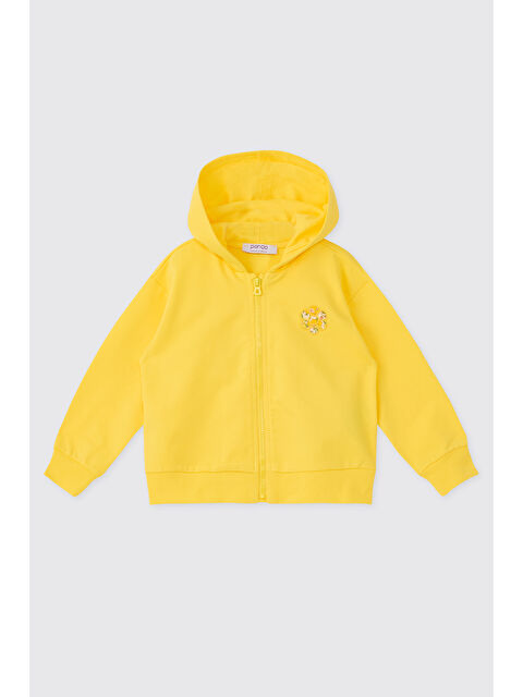 Panço Liberty Kumaş Kız Bebek Sarı Fermuarlı Sweatshirt