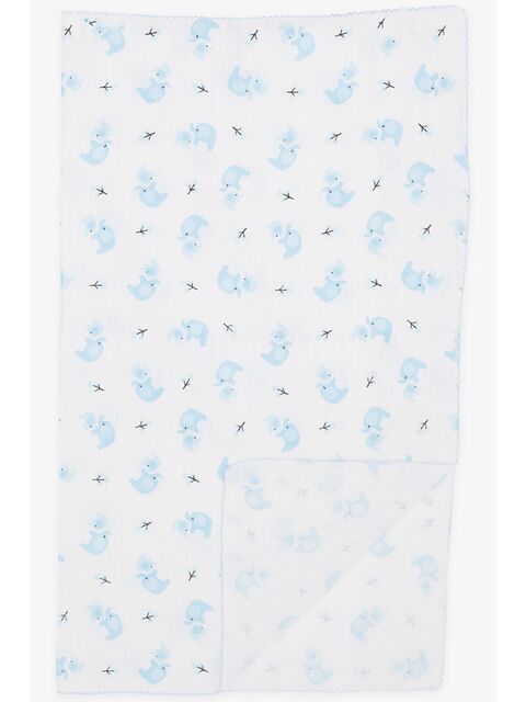 Breeze Yenidoğan Bebek Müslin Batttaniye Sevimli Anne Bebek Fil Desenli Beyaz (77 X 89 Cm) - S000516822-20063
