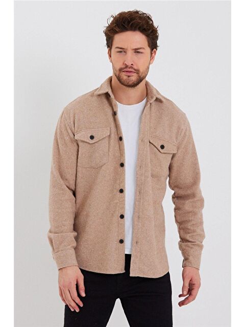Tarz Cool Erkek Slim Fit Uzun Kollu Çift Cepli Ekoseli Oduncu Gömlek - S000141648-26429