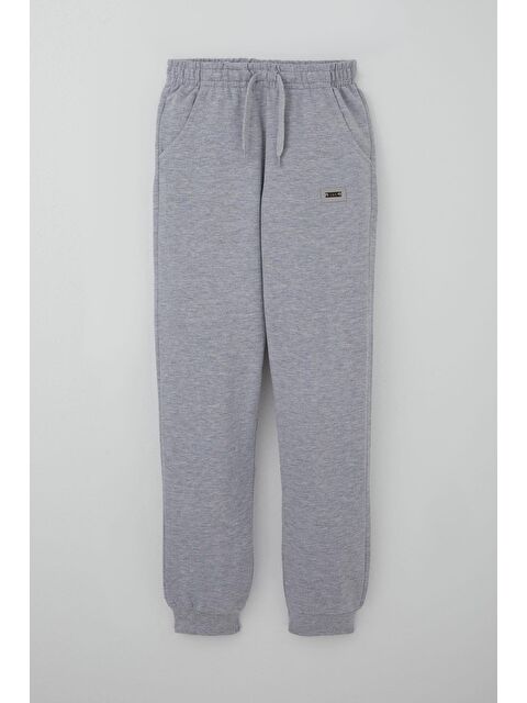 Breeze Erkek Çocuk Eşofman Altı Arma Detaylı Bağcık Aksesuarlı Beli Lastikli Açık Gri Melanj (10-12 Yaş) - S000506987-17308