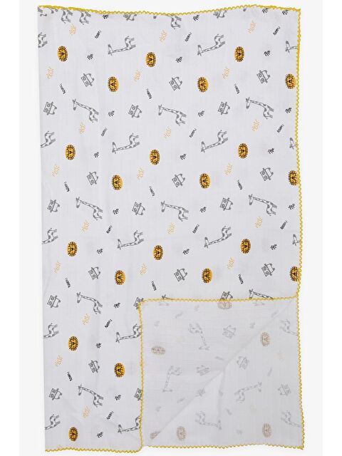 Breeze Yenidoğan Bebek Müslin Battaniye Sevimli Hayvancıklar Desenli Ekru (77 X 89 Cm) - S000516827-19965