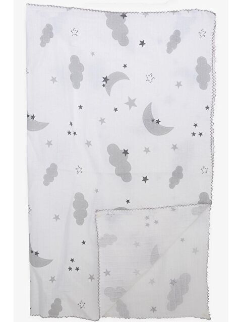 Breeze Yenidoğan Bebek Müslin Battaniye Gökyüzü Temalı Ekru (77 X 89 Cm)