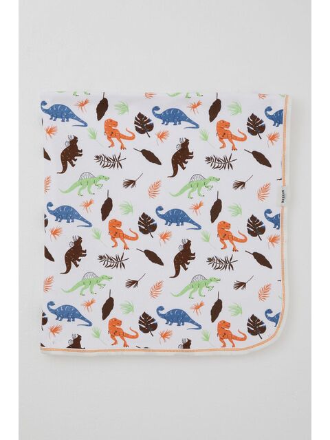 Breeze Yenidoğan Bebek Battaniyesi Dinozor Krallığı Beyaz (80 X 90 Cm) - S000516810-20063