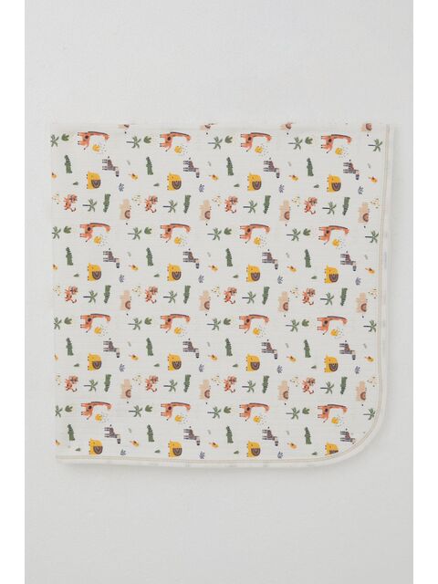 Breeze Yenidoğan Bebek Battaniyesi Bebek Hayvanat Bahçesi Ekru (80 X 90 Cm) - S000516810-19965