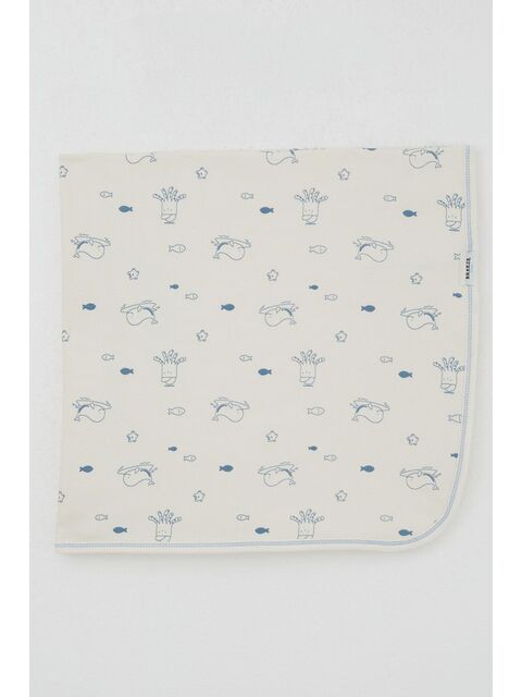 Breeze Yenidoğan Bebek Battaniyesi Sevimli Deniz Hayvanları Desenli Krem (80 X 90 Cm) - S000516791-19966