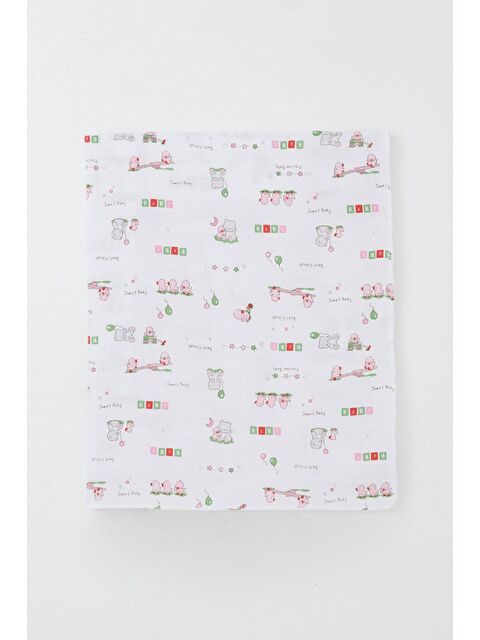 Breeze Yenidoğan Bebek Müslin Battaniye Sevimli Bebek Hayvancık Arkadaşlar Beyaz (77 X 94 Cm) - S000516834-20063