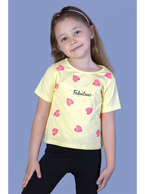 Toontoykids Kız Çocuk Yaprak Desenli Fabulous Baskılı Tişört