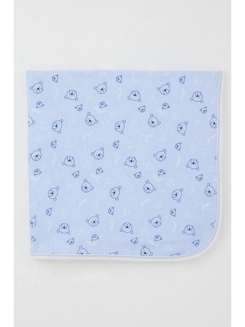 Breeze Yenidoğan Bebek Battaniyesi Sevimli Ayıcık Figürlü Yıldız Desenli Mavi (80 X 90 Cm) - S000516810-17234