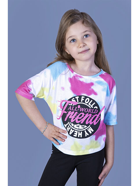 Toontoykids Kız Çocuk Batik Desenli Baskılı Tişört