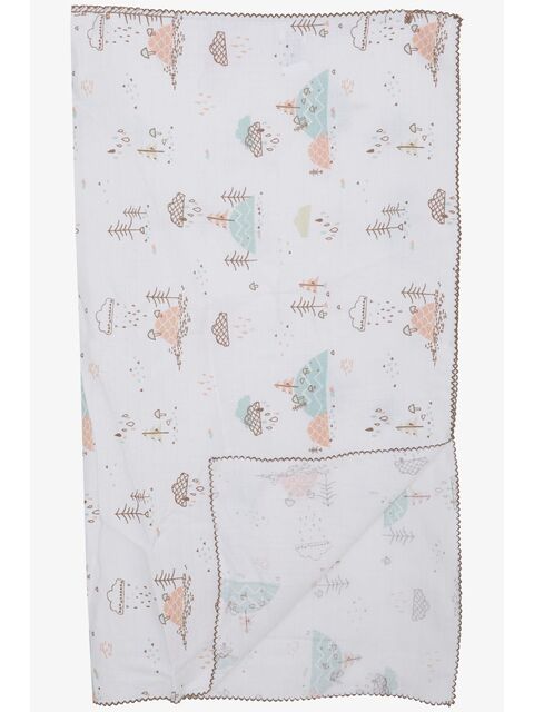 Breeze Yenidoğan Bebek Müslin Battaniye Yağmur Temalı Ağaç Desenli Ekru (77 X 89 Cm) - S000516837-19965