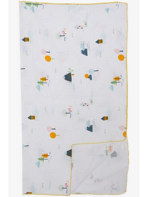 Breeze Yenidoğan Bebek Müslin Battaniye Yaz Temalı Güneş Desenli Ekru (77 X 89 Cm) - S000516839-19965