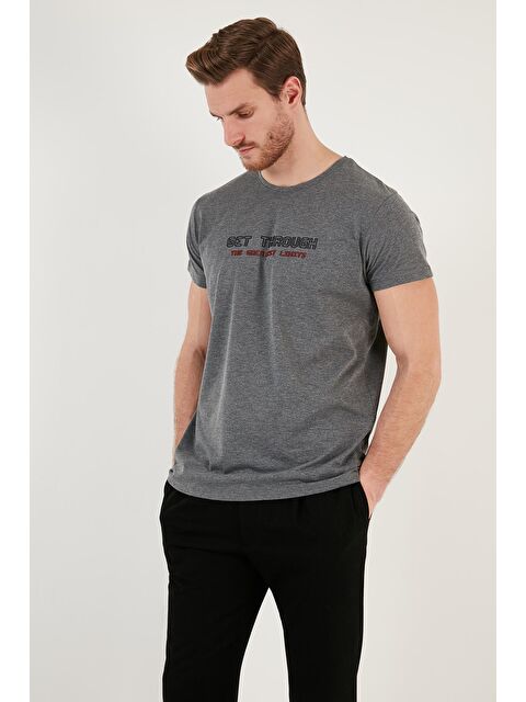 Buratti Basklı Bisiklet Yaka %100 Pamuklu Slim Fit Tişört 541GET - S000139022-29666