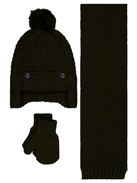 Civil Baby 6-18 Ay Atkı Bere Eldiven Set - Yeşil Standart - S000488046-18194