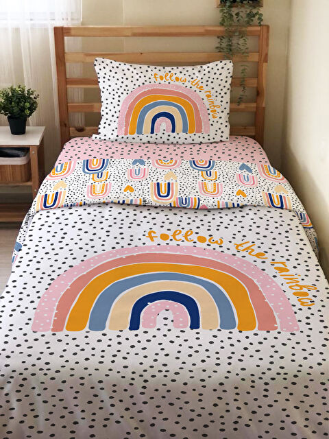 Evmila Desenli Çarşafsız 2 li Takım Baskılı Tek Kişilik Nevresim Takımı 160x220 cm - S000291138-23173