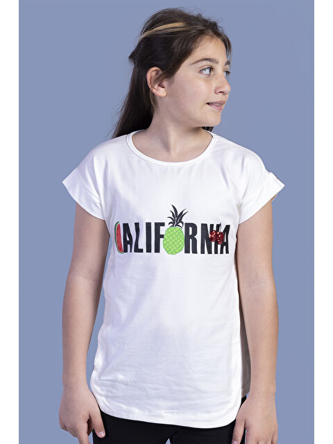 Toontoykids Kız Çocuk California Baskılı Tişört