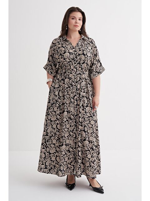 Mylinemoda Beli Lastikli Kemerli Uzun Elbise - S000466190-19966