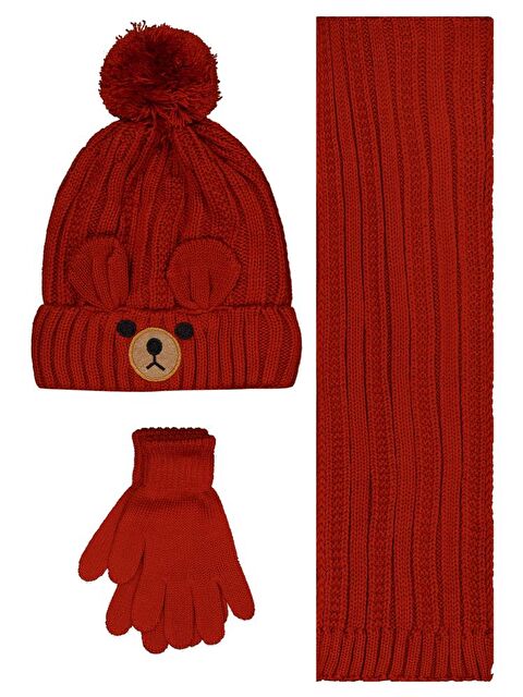 Civil Boys 2-5 Yaş Atkı Bere Eldiven Set - Turuncu Standart - S000488043-18657