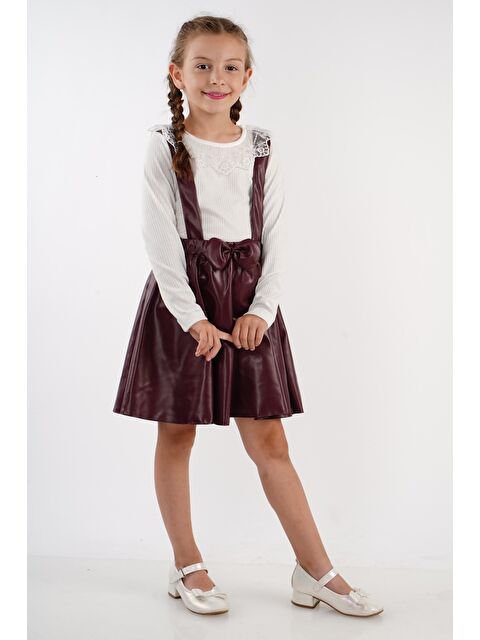 Mnk Baby & Kids Deri Etekli Brode Yaka Kız Çocuk Takım MNK2113 - S000390338-19951