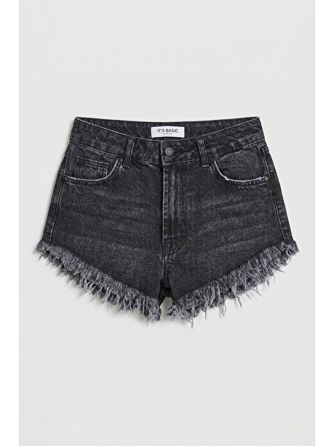 It's Basic Kadın Koyu Füme 2s6-1 Mini Boy Denim Şort