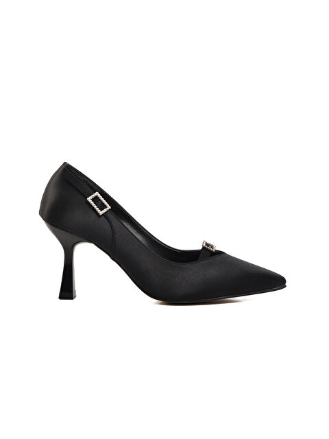 Ayakmod Siyah Saten Kadın Topuklu Ayakkabı 357091 - S000258682-19351