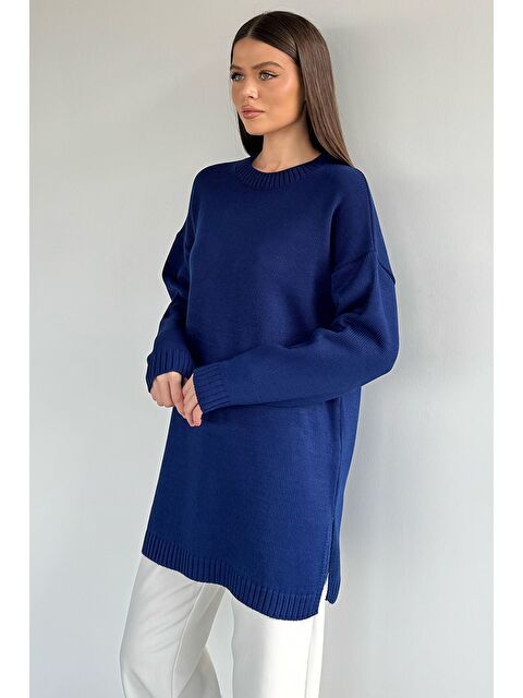 Gülseli Kadın Bisiklet Yaka Yırtmaçlı Triko Tunik - S000517336-21164