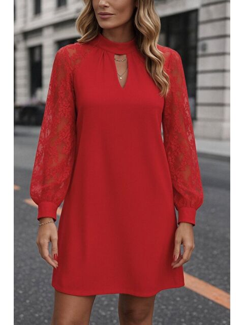 Jane's Kadın Uzun Kollu Damla Detaylı Sandy Mini Elbise - S000528816-20045