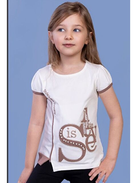 Toontoykids Kız Çocuk Tişört Star Garnili Nakışlı - S000359108-19928