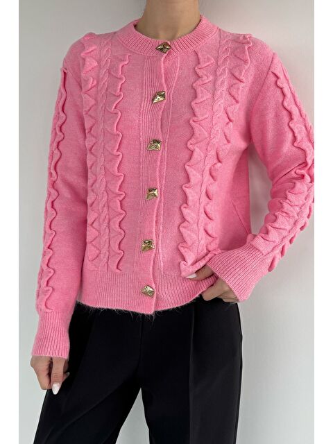 Gülseli Kadın Gold Düğme Detaylı Triko Hırka - S000517430-20024