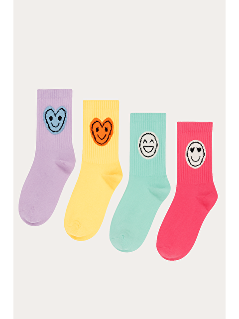 Katia And Bony Çocuk 4'Lü Gülen Yüz Emojili Soket Çorap - S000481253-23173