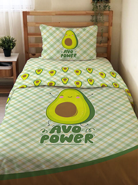 Evmila Avakado Desenli Çarşafsız 2 li Takım Baskılı Tek Kişilik Nevresim Takımı 160x220 cm - S000291139-23173
