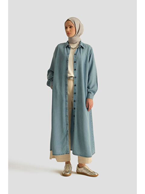 ARMİNE Lyocell Tunik Elbise 25Yd9143 İndigo - S000490303-1091