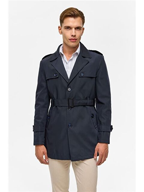 Süvari Lacivert Slim Düz Trençkot - S000460542-21164