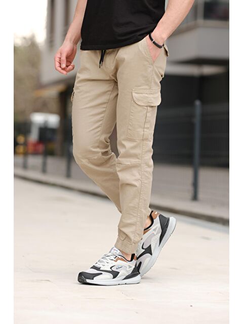 Oksit Oksit 1569 Beli ve Paçası Lastikli Likralı Erkek Kargo Pantolon - S000124637-19928