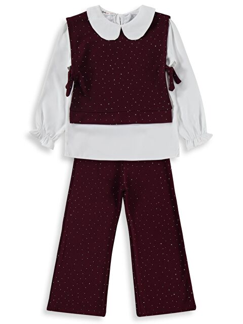 Civil Girls Yakalı 10-13 Yaş Takım - Bordo