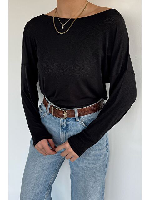 Gülseli Kadın Kayık Yaka Elastanlı Basic Bluz - S000517450-19351