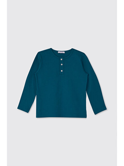 Panço Erkek Çocuk Yakası Düğmeli Petrol Tişört - S000510545-20019