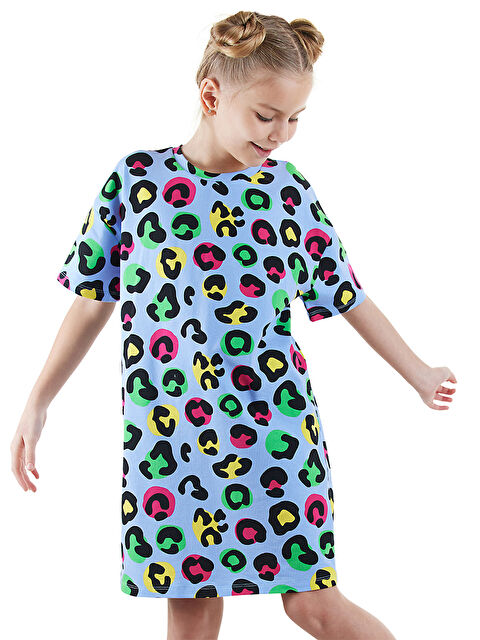 Denokids Leopar Kız Çocuk Oversize Elbise - S000346181-17234