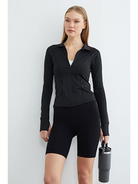 Fullamoda Fermuarlı Parmak Geçirmeli Slim Fit Spor Ceket - S000511077-19351